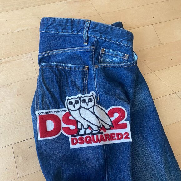 DSquared2 X Octobers Very Own OVO mens blue distressed jeans sz 50 IT waist 36 - Picture 5 of 7